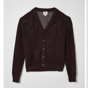 URBAN OUTFITTERS BDG Beach Cardigan Dark Brown Sz Medium NWOT V-neck Open Knit